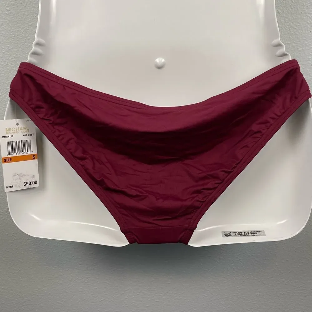 NWT MICHAEL Michael Kors Ruby Red Bikini Bottoms Size S